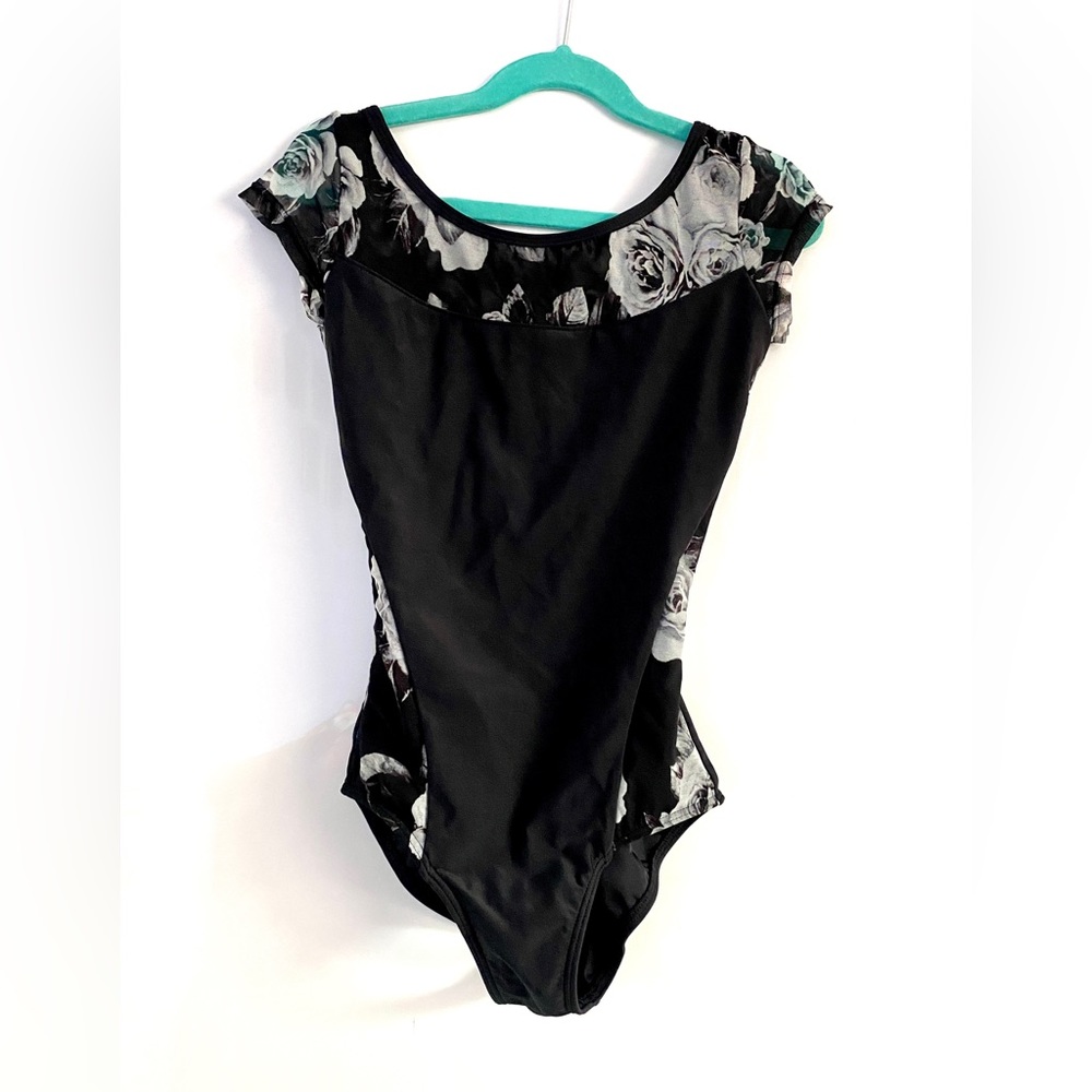 AK Dancewear Black Floral Leotard